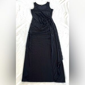Ann Taylor Black Side-Ruched Maxi Dress